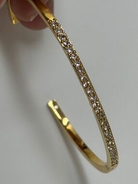 Kate Spade New York Womens Average Oval Bangle Bracelet Gold Tone Clear Crystals